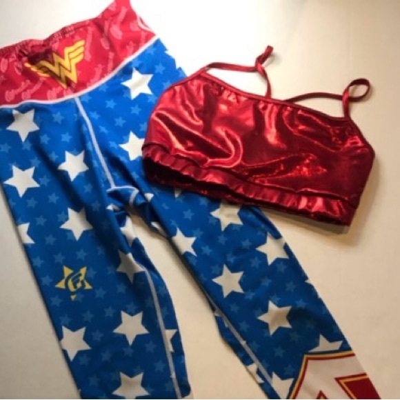 Wonder Woman fusion FG bundle size small leggings medium glitter top - Picture 7 of 16